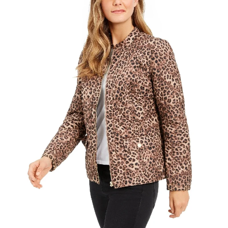 Fashion And Simplicity Charter Club Women's Animal-Print Jacket Beige Size Large
