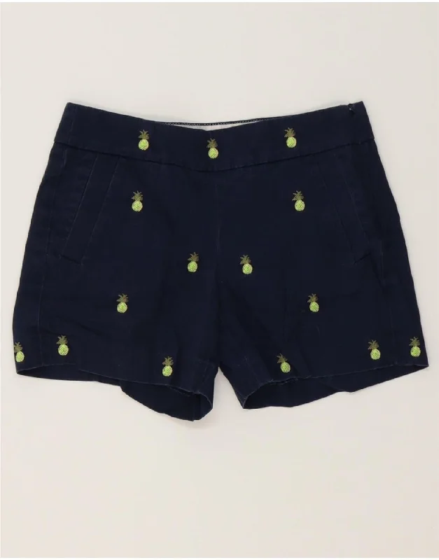 Comfortable Design J. CREW Womens Abstract Pattern Chino Shorts US 0 XS W30  Navy Blue Cotton