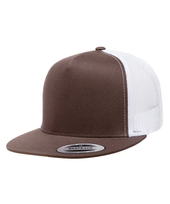Unique prints 6006 - Yupoong Adult 5-Panel Classic Trucker Cap | Brown/White