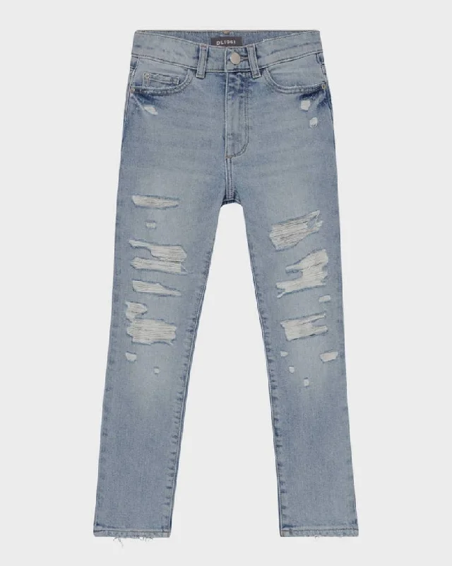 Sports Style Emie Straight Ice Distressed Hi-Rise Jean
