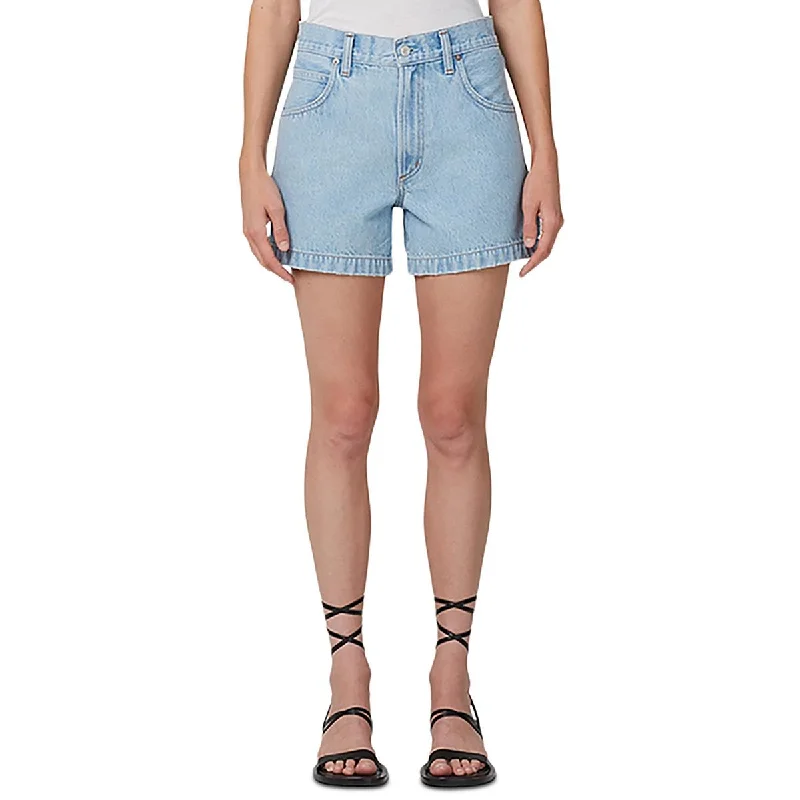 Bottom And Versatile Womens Pocket Light Wash Denim Shorts