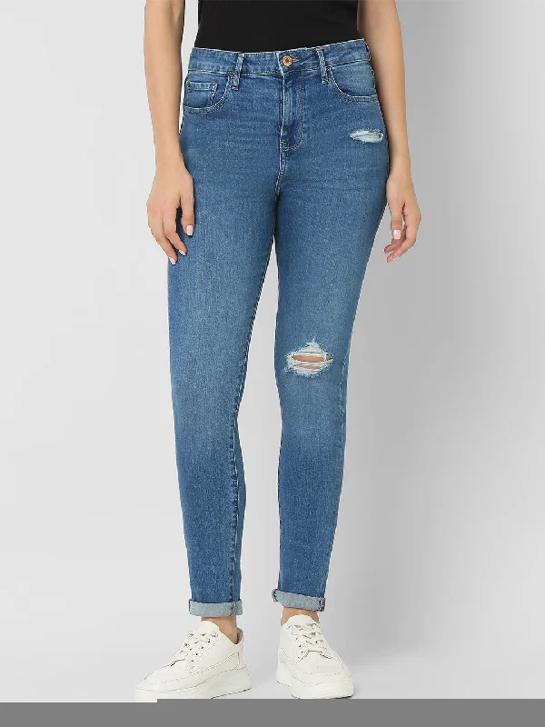 Tropical Style Spykar Women Super Slim Fit High-Rise Low Distress Stretchable Jeans
